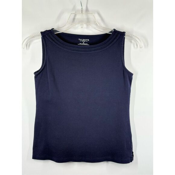 Talbots Navy 100% Cotton Sleeveless T Shirt Size Petite Small - Picture 1 of 3